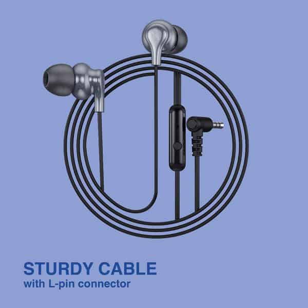 FINGERS SoundBoss Wired Earphones (with in-Built Mic, Sturdy Cable and L-pin Connector)- Dark Silver - Image 7