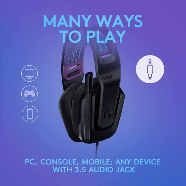 Logitech G335 Lightweight Wired Gaming Headset with Flip to Mute Microphone, 3.5mm Audio Jack, Memory Foam Earpads, Compatible with PC, Playstation, Xbox, Nintendo Switch (Black) - Image 3