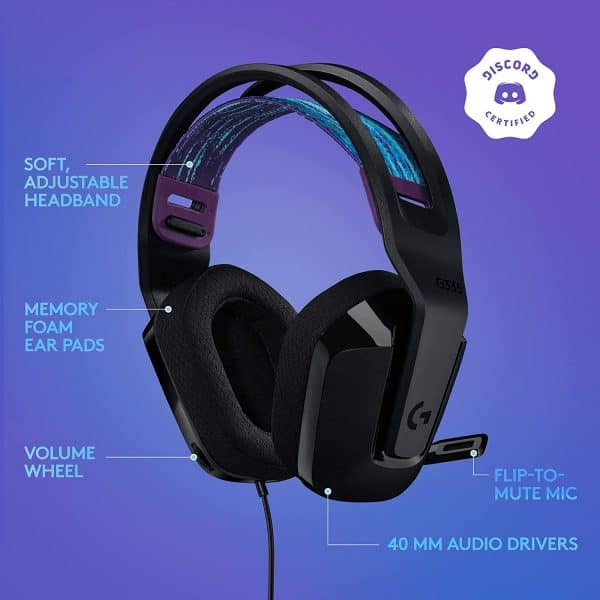 Logitech G335 Lightweight Wired Gaming Headset with Flip to Mute Microphone, 3.5mm Audio Jack, Memory Foam Earpads, Compatible with PC, Playstation, Xbox, Nintendo Switch (Black) - Image 6