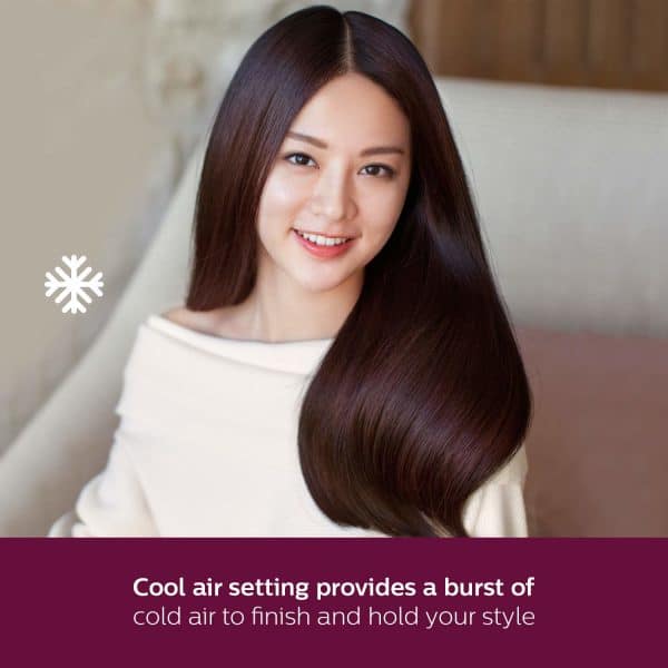 Philips Hair Dryer BHD318/00 1600 Watts Thermoprotect AirFlower Advanced Ionic Care 3 Heat & Speed Settings to Give Frizz Free Shiny Hair-Purple - Image 6