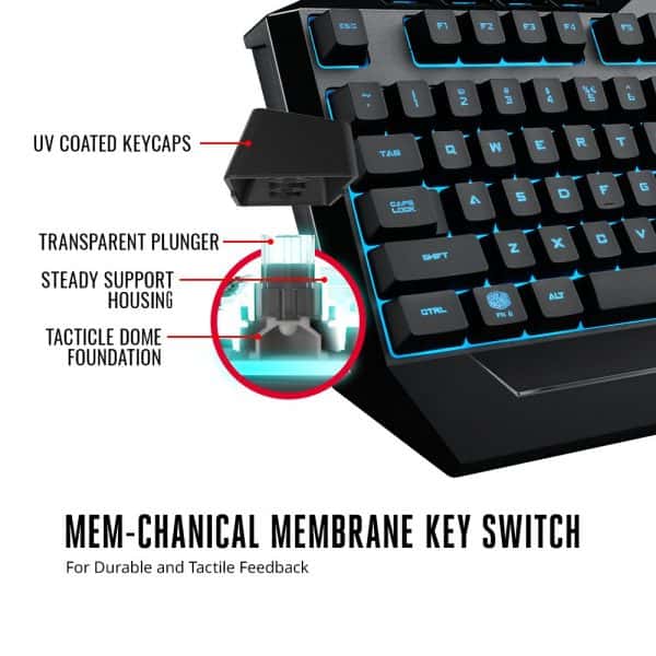 Cooler Master Devastator 3 Gaming Keyboard & Mouse Combo, 7 Color Mode LED Backlit, Media Keys, 4 DPI Settings - Image 6