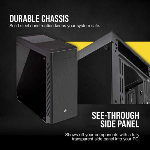 Corsair 110R Mid-Tower ATX Case, Acrylic Side Panel - Black - Image 4
