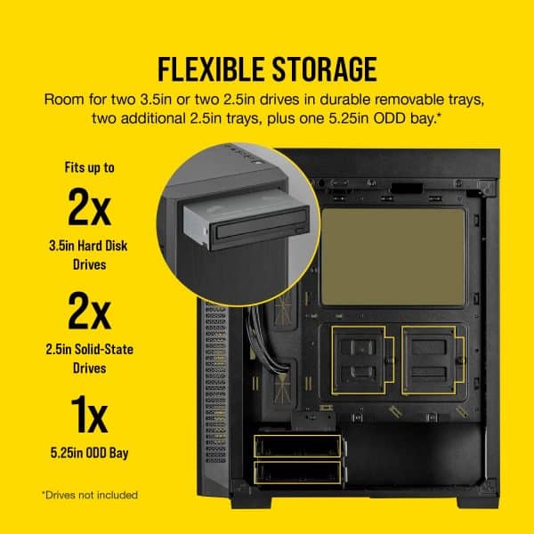 Corsair 110R Mid-Tower ATX Case, Acrylic Side Panel - Black - Image 5