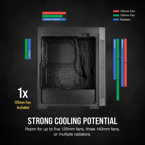 Corsair 110R Mid-Tower ATX Case, Acrylic Side Panel - Black - Image 7