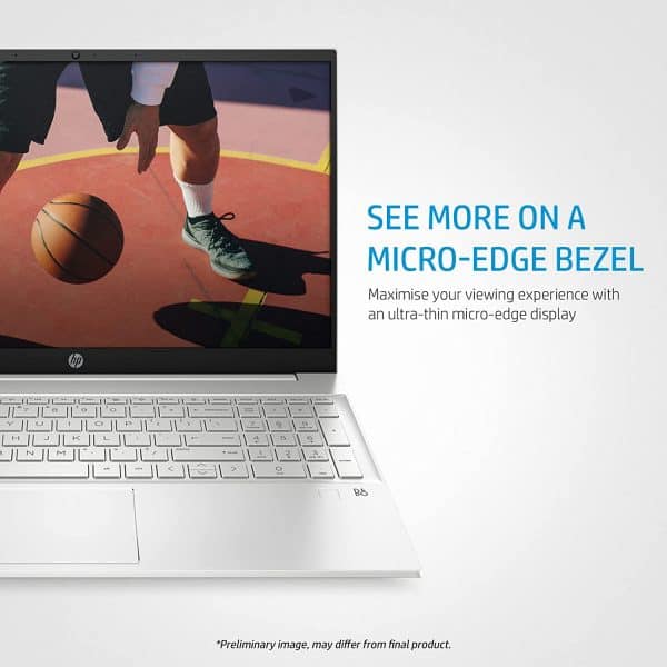 HP Pavilion 15 Ryzen 5 15.6-inch (39.6 cms) Thin & Light FHD, Micro Edge Laptop (16GB/512GB SSD/B&O Audio/Windows 10/MS Office/Fingerprint Reader/Natural Silver/1.75 kg), 15-eh1103AU - Image 3