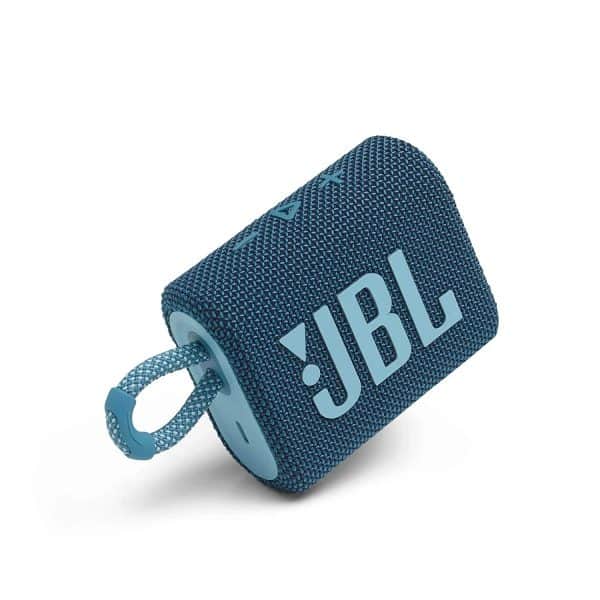 JBL Go 3, Wireless Ultra Portable Bluetooth Speaker, JBL Pro Sound, Vibrant Colors with Rugged Fabric Design, Waterproof, Type C (Without Mic, Blue)