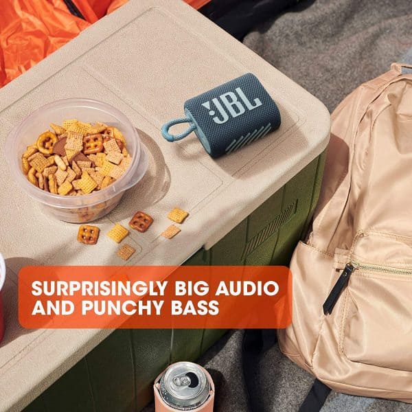 JBL Go 3, Wireless Ultra Portable Bluetooth Speaker, JBL Pro Sound, Vibrant Colors with Rugged Fabric Design, Waterproof, Type C (Without Mic, Blue) - Image 5