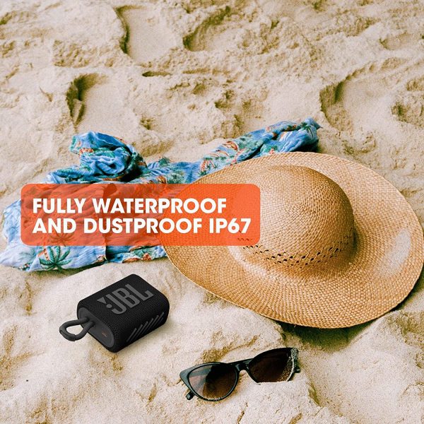 JBL Go 3, Wireless Ultra Portable Bluetooth Speaker, JBL Pro Sound, Vibrant Colors with Rugged Fabric Design, Waterproof, Type C (Without Mic, Black) - Image 4