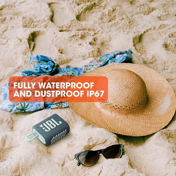 JBL Go 3, Wireless Ultra Portable Bluetooth Speaker, JBL Pro Sound, Vibrant Colors with Rugged Fabric Design, Waterproof, Type C (Without Mic, Blue) - Image 4