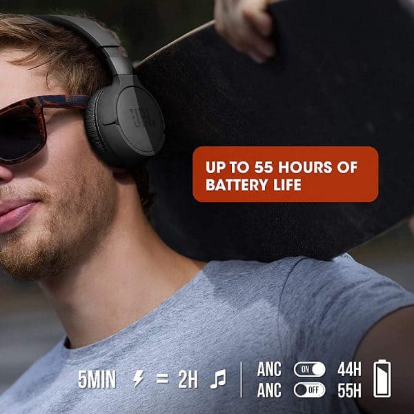 JBL Tune 660NC Wireless Bluetooth On Ear Headphone with Mic (Black) - Image 4