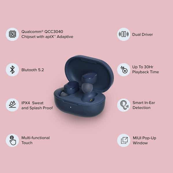 Redmi Earbuds 3 Pro, HD Wireless Audio with Qualcomm chipset, Dual Drivers, Up to 30hrs Battery Life & IPX4 Splash Proof (Blue) - Image 14