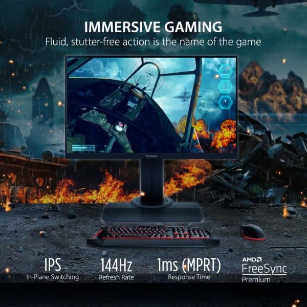 ViewSonic 24 Inch XG2405 Full HD IPS Display Frameless Gaming Monitor, Refresh Rate 144Hz, Response Time 1MS, Dual HDMI and Display Port connectivity, Advanced Ergonomics, Sturdy Look and Feel - Image 2