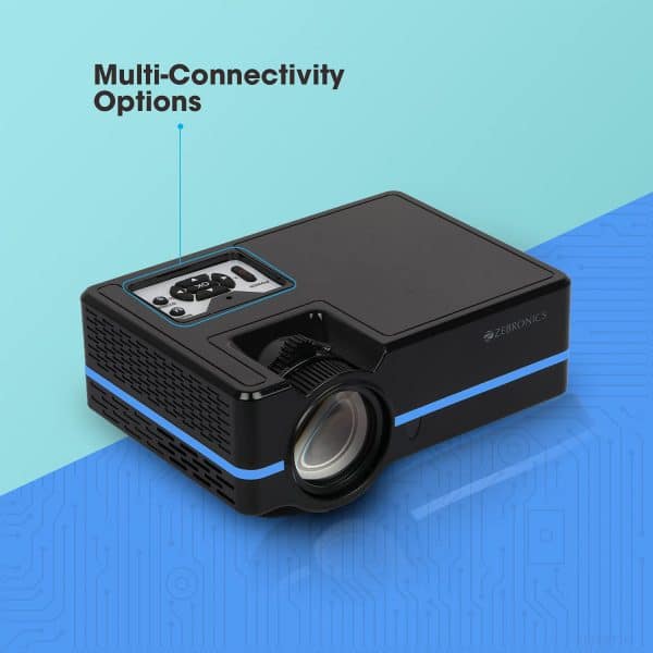 ZEBRONICS ZEB-LP2000M Full HD Home Theatre Projector with Miracast, DLNA/Airplay Support, Built in Speaker, HDMI/VGA, 1080p Support and Remote Control (Black + Blue) - Image 3