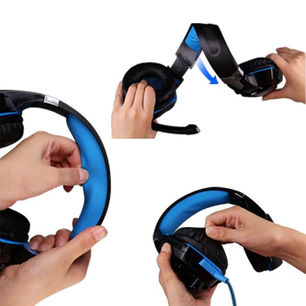 Cosmic Byte Over the Ear Headsets with Mic & LED - G2000 Edition (Black/Blue) Rubberized Texture - Image 4