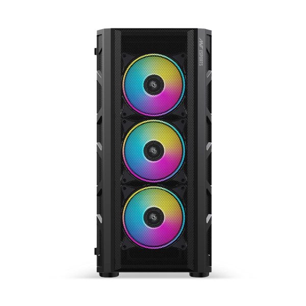 Ant Esports 510 AIR Mid Tower Gaming Cabinet Computer Case Supports E-ATX, ATX, Micro-ATX, Mini-ITX Motherboard Sliding Tempered Glass Side Panel, 3x120 mm ARGB Front 1x120 mm ARGB Rear Fans, Black - Image 2