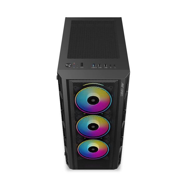 Ant Esports 510 AIR Mid Tower Gaming Cabinet Computer Case Supports E-ATX, ATX, Micro-ATX, Mini-ITX Motherboard Sliding Tempered Glass Side Panel, 3x120 mm ARGB Front 1x120 mm ARGB Rear Fans, Black - Image 7