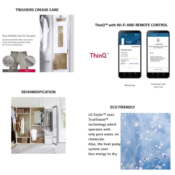 LG Smart Wi-Fi TrueSteam Clothing Care Styler - Refresh, Sanitize & Wrinkle Free Clothes (S3RF, Linen Brown) - Image 5