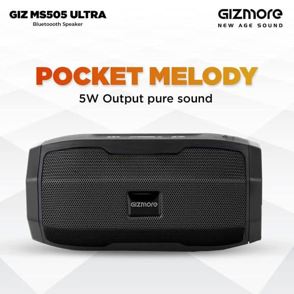GIZMORE GIZ MS505 Ultra Pocket Melody Portable BT Speaker with TWS Function - Black - Image 2