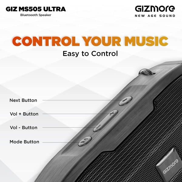 GIZMORE GIZ MS505 Ultra Pocket Melody Portable BT Speaker with TWS Function - Black - Image 3
