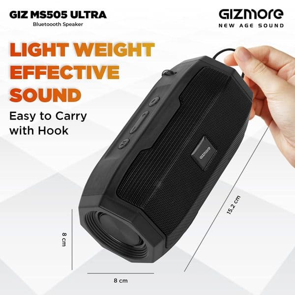 GIZMORE GIZ MS505 Ultra Pocket Melody Portable BT Speaker with TWS Function - Black - Image 6