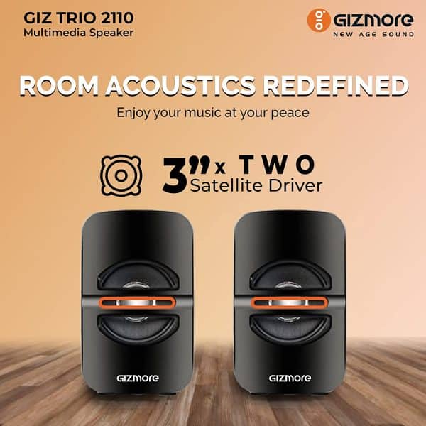 GIZMORE GIZ Trio 2110 40 Watt Bluetooth, AUX, USB, FM Radio & Micro SD Card 2.1 Channel Home Theatre, Black - Image 4