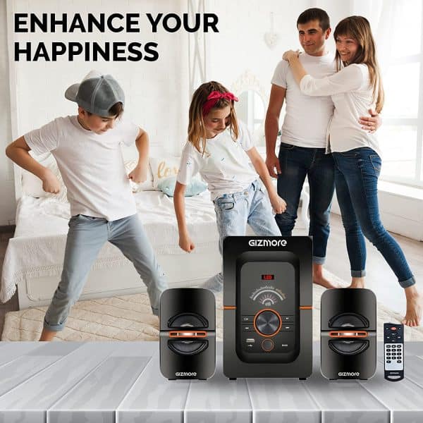 GIZMORE GIZ Trio 2110 40 Watt Bluetooth, AUX, USB, FM Radio & Micro SD Card 2.1 Channel Home Theatre, Black - Image 5
