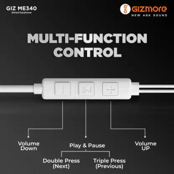 Gizmore GIZ ME340 Wired Headset  (White, In the Ear) - Image 3