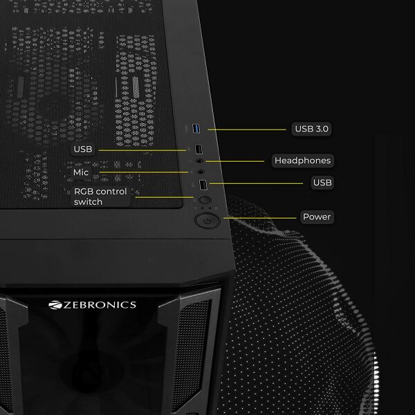 ZEBRONICS Zeb-Templar (ZEB-941B) Premium Gaming Chassis - Image 3