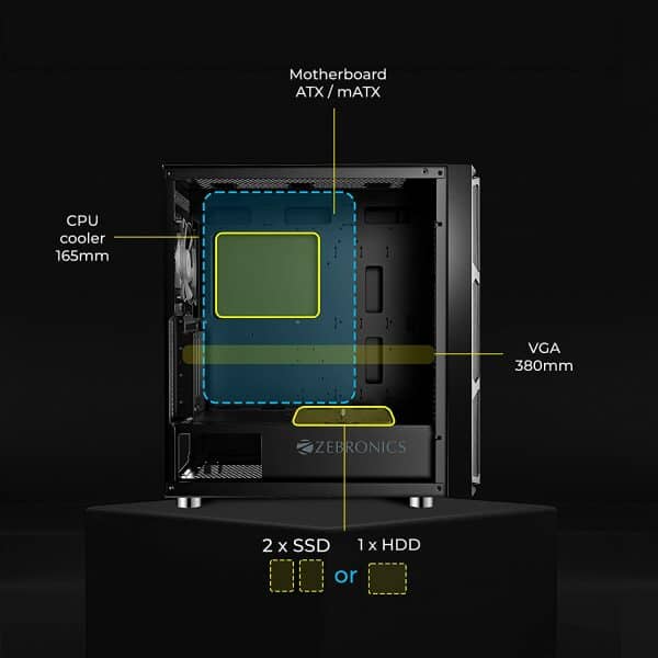 ZEBRONICS Zeb-Templar (ZEB-941B) Premium Gaming Chassis - Image 4