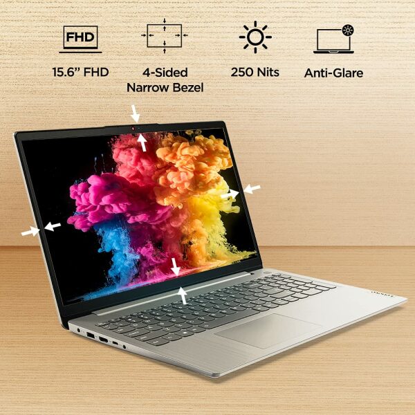 Lenovo IdeaPad Slim 3 2021 11th Gen Intel i5 15.6 FHD Thin & Light Laptop (8GB/512GB SSD/Win10/MS/Backlit Keyboard/2 Year Warranty/Arctic Grey/1.65Kg) - Image 3