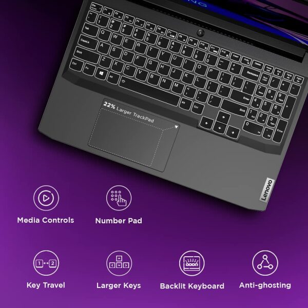 Lenovo IdeaPad Gaming 3 Intel Core i5-11300H 15.6" (39.62cm) FHD IPS 120Hz Gaming Laptop (8GB/512GB SSD/Win 11/NVIDIA GTX 1650 4GB/Alexa/3 Month Game Pass/Shadow Black/2.2Kg), 82K1017WIN - Image 4
