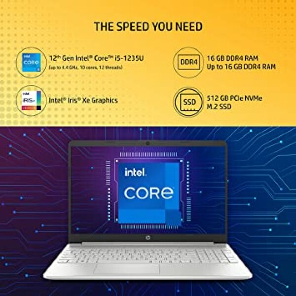 HP 15s, 12th Gen Intel Core i5 16GB RAM/512GB SSD 15.6-inch(39.6 cm) Micro-Edge Anti-Glare FHD Laptop/Win 11/Intel Iris Xe Graphics/Dual Speakers/Alexa/Backlit KB/MSO/Fast Charge, 15s- fq5112TU - Image 3