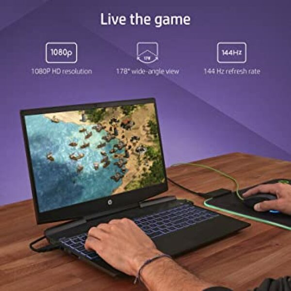 HP Pavilion Gaming 11th Gen Intel Core i5 15.6"(39.6cm) FHD Gaming Laptop (8GB RAM/512GB SSD/RTX 3050 4GB Graphics/144 Hz/B&O/Windows 10 Home/MS Office/2.23Kg), 15-dk2012TX, Black - Image 2