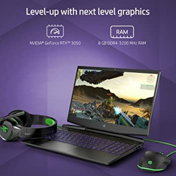 HP Pavilion Gaming 11th Gen Intel Core i5 15.6"(39.6cm) FHD Gaming Laptop (8GB RAM/512GB SSD/RTX 3050 4GB Graphics/144 Hz/B&O/Windows 10 Home/MS Office/2.23Kg), 15-dk2012TX, Black - Image 3