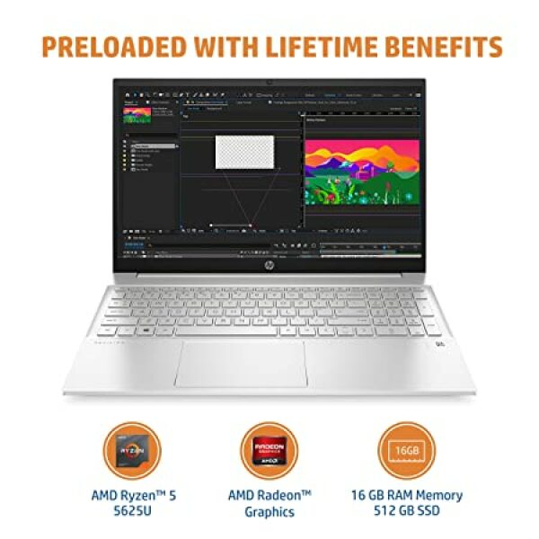 HP Pavilion 15 AMD Ryzen 5-5625U, 16GB RAM/512GB SSD 15.6inch(39.6 cm) FHD IPS Micro-Edge Display/Radeon Graphics/Backlit Kb/Windows 11 Home/Alexa/B&O Audio/Office 2021,15-Eh2024au - Image 4