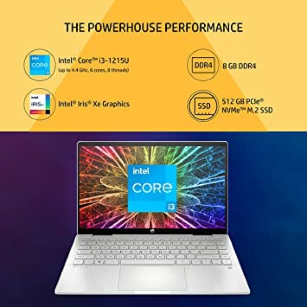 HP Pavilion x360,12th Gen Intel Core i3-1215U 8GB RAM/512GB SSD 14-inch(35.6 cm) FHD,multitouch-Enabled IPS Display/Intel Iris Xe Graphics/Backlit KB/B&O/Alexa Built-in/Win 11/MSO/Pen,14-ek0137TU - Image 4