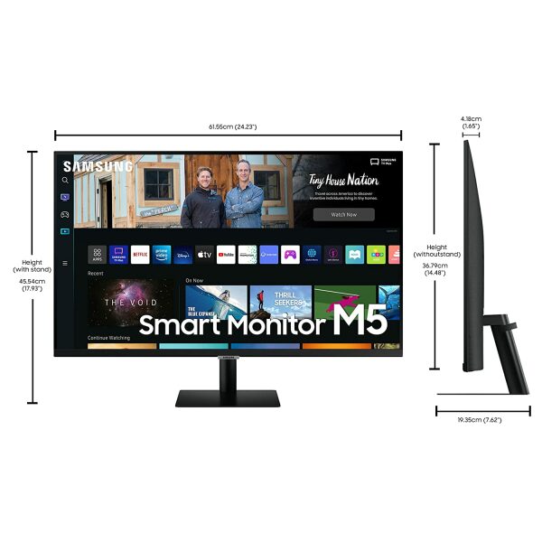 Samsung 27-inch(68.58cm) M5 FHD Smart Monitor, Speakers, Remote, 1 Billion Color, Smart TV apps, TV Plus, Office 365, Apple Airplay, Dex, Bluetooth (LS27BM500EWXXL, Black) - Image 4
