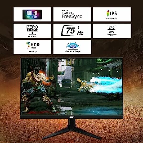 Acer Nitro VG240YB 23.8 Inch (60.45 Cm) 1920 X 1080 Pixels Full Hd IPS LCD Monitor with LED Backlight I AMD Radeon Freesync Technology I 1Ms VRB I 75Hz Refresh I 2 X Hdmi and 1 X Vga Ports (Black) - Image 3