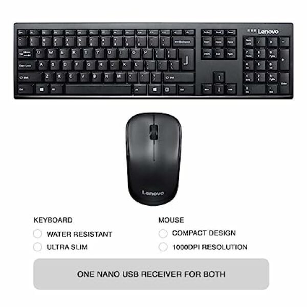 Lenovo 21.5" FHD IPS Ultraslim Monitor 16.7Million Colors 75Hz AMD FreeSync HDMI VGA TUV Eyesafe Natural Low Blue Light - L22i-30 + Wireless Keyboard-Mouse Combo, 1K DPI Mouse NanoUSB, Ultraslim KB - Image 7