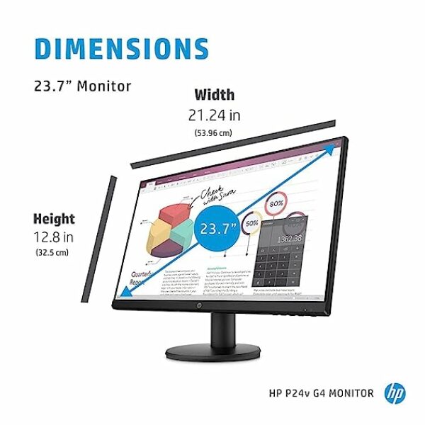 HP P24V - 9Tt78As, 24 Inch(60.96 Cm) G4 Monitor Fhd 1920 X 1080 Pixels, IPS Display Monitor 5Ms 75Hz with Vga Hdmi Border Less Low Blue Light Mode Vesa Mounting,Black - Image 4
