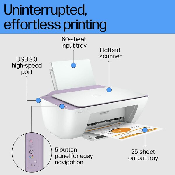 HP Deskjet 2331 Colour Printer, Scanner and Copier for Home/Small Office, Compact Size, Reliable, Easy Set-Up Through HP Smart App On Your Pc Connected Through USB, Ideal for Home. - Image 5