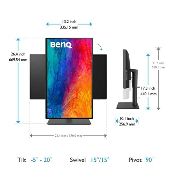 BenQ PD2506Q 25 inches LCD 2560 x 1440 Pixels Designer Monitor, QHD, 95% P3, HDR, USB-C, AQCOLOR Technology, USB-C, Factory-Calibrated, Darkroom Mode, Animation Mode, CAD/CAM Mode, Black - Image 6