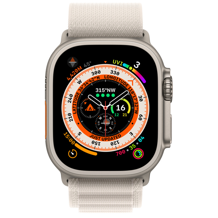 Apple + Large Orange | Case GPS DATAMATION Cellular, with Ultra Loop 49mm Alpine Titanium Watch