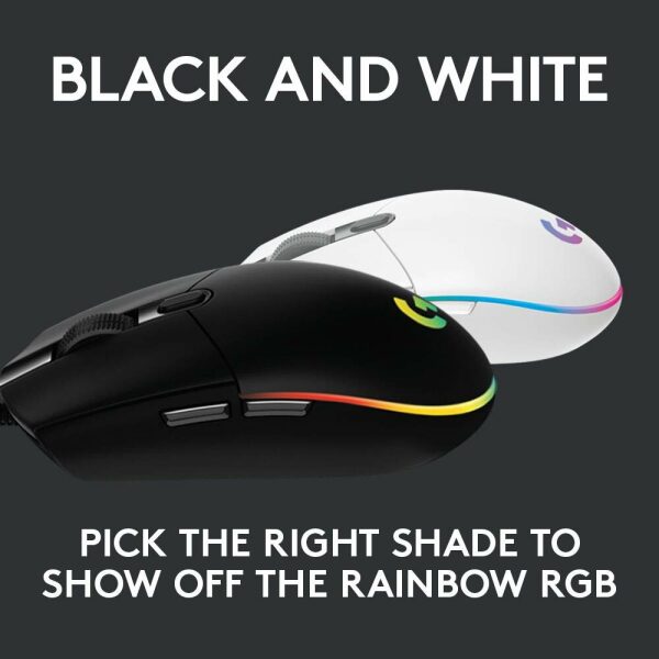 Logitech USB G G203 Wired Gaming Mouse, 8000 DPI, Rainbow Optical Effect LIGHTSYNC RGB, 6 Programmable Buttons, On-Board Memory, Screen Mapping, PC/Mac Computer and Laptop Compatible - Black - Image 11