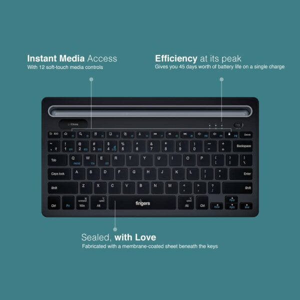 FINGERS Lil’Clicks Bluetooth Wireless Mini Keyboard (Bluetooth + Wireless 2.4 GHz | Compatible with Windows, macOS, Android, Linux & Chrome OS) - Image 4