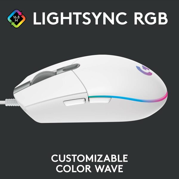 Logitech USB G G203 Wired Gaming Mouse, 8000 DPI, Rainbow Optical Effect LIGHTSYNC RGB, 6 Programmable Buttons, On-Board Memory, Screen Mapping, PC/Mac Computer and Laptop Compatible - Black - Image 17