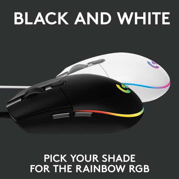 Logitech USB G G203 Wired Gaming Mouse, 8000 DPI, Rainbow Optical Effect LIGHTSYNC RGB, 6 Programmable Buttons, On-Board Memory, Screen Mapping, PC/Mac Computer and Laptop Compatible - Black - Image 4