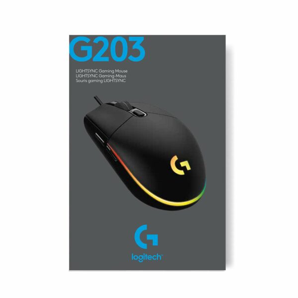 Logitech USB G G203 Wired Gaming Mouse, 8000 DPI, Rainbow Optical Effect LIGHTSYNC RGB, 6 Programmable Buttons, On-Board Memory, Screen Mapping, PC/Mac Computer and Laptop Compatible - Black - Image 7