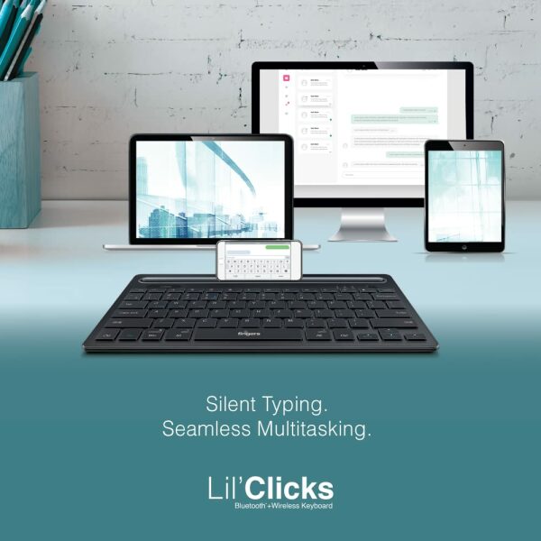 FINGERS Lil’Clicks Bluetooth Wireless Mini Keyboard (Bluetooth + Wireless 2.4 GHz | Compatible with Windows, macOS, Android, Linux & Chrome OS) - Image 2