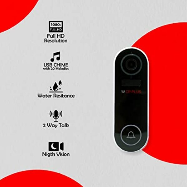 CP PLUS Smart WiFi Wireless Video Doorbell | 2MP Full HD Video | Super Wide View Angle | Night Vision | Real-Time Two-Way Audio | SD Slot up to 128GB | 20 Chime Melodies - CP-L23, Black - Image 3